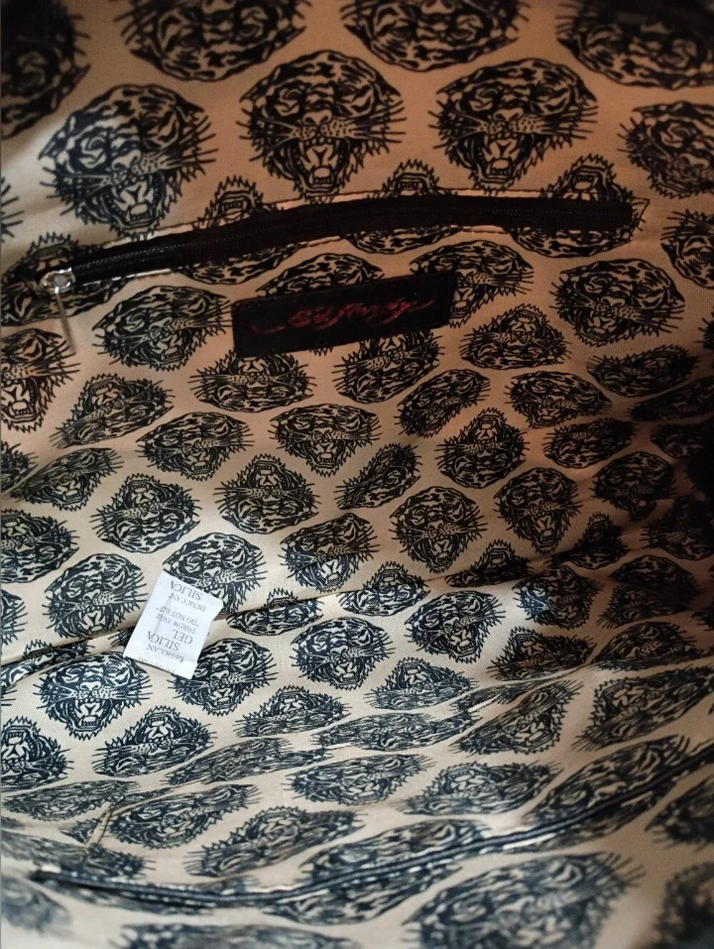 Ed Hardy Black Skull & Rose Eyelet Satchel